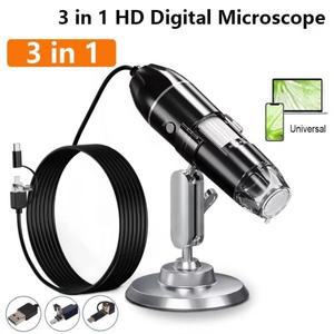 1600배 확대 디지털 현미경 카메라 조절 가능한 스탠드 8 LED 조명 USB 디지털 현미경 HD 3in1 전자 현미경