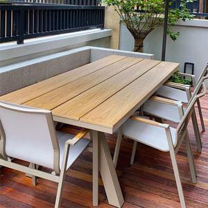 야외 6인용 테이블 식탁 철제 펜션 세트 테라스 우드 철제테이블