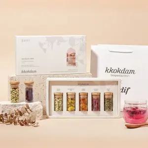 꽃을담다 러블리꽃송이차 5종 선물세트 + 쇼핑백