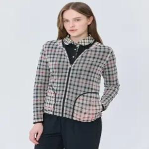 닥스 골프 여성 25SS [스테디셀러] 베이지 체크 후드집업티셔츠 WNTS5B906I1