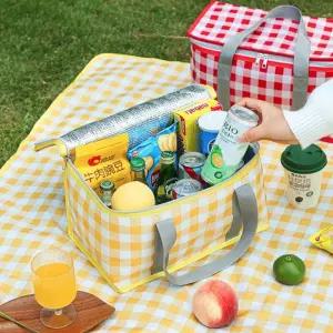 체크 가방 여름 런치백 피크닉 보냉백/수납/박스/바구니/손잡이/바스켓/이동식/통/리빙/배달/소풍/나들이백