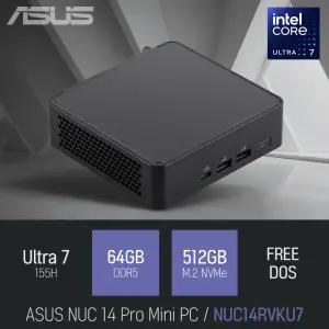 ⓒ ASUS NUC 14 Pro Mini PC NUC14RVKU7 울트라7 155H 64GB 512GB / 인강 사무 산업용 미니PC