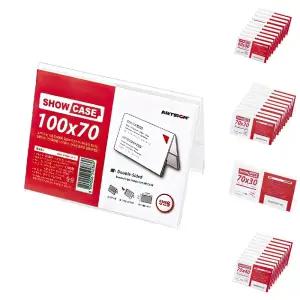 (양면100x70mm) 아크릴 쇼케이스 꽂이 거치대 3개 게시판/스탠드/진열대/표지판/안내판/이름판/부착판/보드