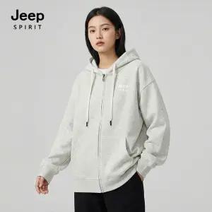 JEEP SPIRIT 공용 로고 후디 집업점퍼 오트밀 (JSFAJK16)
