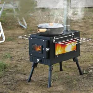 [프리폼]투명 화목 난로 캠핑 야외 불멍 바베큐 화로 화로대 화덕 불보기창 장작 난로