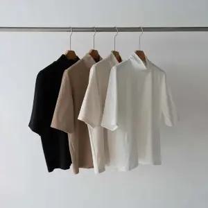 TE 반팔 면혼방 반목 봄 티셔츠 간절기 5부 하이넥 기본 캐주얼 데일리 슬림핏 40대