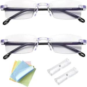 2Pcs 인텔리전트 듀얼 포커스 글래스 스마트 줌 TV 노블루 노안에서 본 것처럼 블루 비전 없음 안경 자동