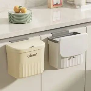 원터치 싱크대 벽걸이 부착형 씽크대 휴지통 8.5L 휴지통 냄새차단휴지통