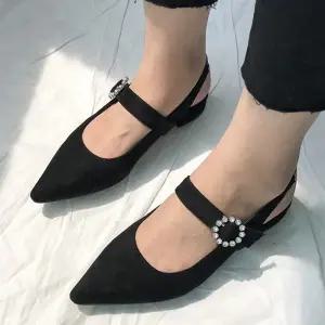 뾰족코 큐빅 장식 메리제인 스트랩 슬링백 여성 플랫Y