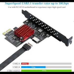 PCI Express 3.0 X1 USB 3.2 TYPE-E 카드 PCIe 전면 Type-C 어댑터 라이저 Type-E USB3.2 A-KEY 10Gbps 확