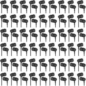 Macarrie 200팩 이어버드 벌크 이어폰 3.5mm 교실용 헤드폰 다양한 색상의 유선 이어폰, 마이크 없음 사무실 홈용 개별 포장(블랙)