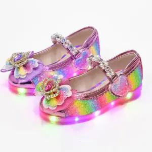 리틀주 왕관 무지개 진주반도 입학 선물 국산 생일 여아 Led 구두