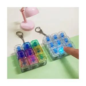 콩이네리본 투명 무지개 키보드 키캡 키링 딸깍이 소리 좋은 키캡 키링 가방장식 스트레스해소