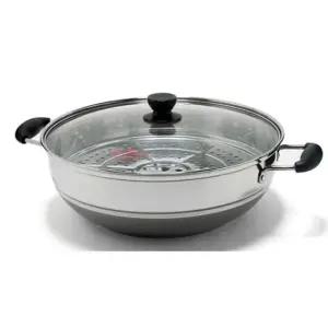 퀸센스 인덕션 찜기 냄비 찜통 채반 찜솥 1단 34cm 주방 조리용 스텐 가정용 요리