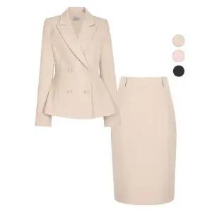 [하프클럽/비비드시크릿가너]SET 여성 페플럼미니멀 봄가을 정장 자켓 스커