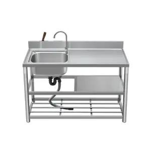 튼튼한 야외용 싱크대 개수대 80cm 식당 왼쪽 단일 냉수 수도꼭지 포함