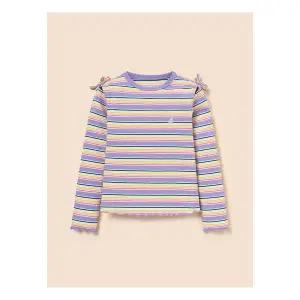 매장정품 [빈폴키즈]여아 스트라이프 골지 컷아웃 티셔츠 라이트 퍼플 (B 245466