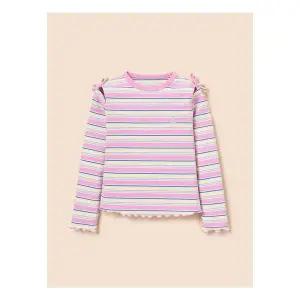 매장정품 [빈폴키즈]여아 스트라이프 골지 컷아웃 티셔츠 라이트 핑크 (B 245467