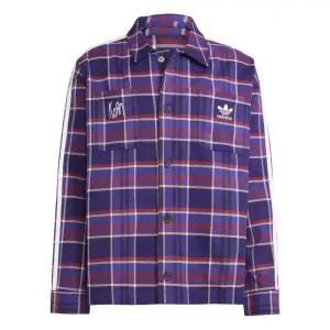아디다스 남여공용 x 콘 오버핏 체크셔츠 퍼플 JG1334