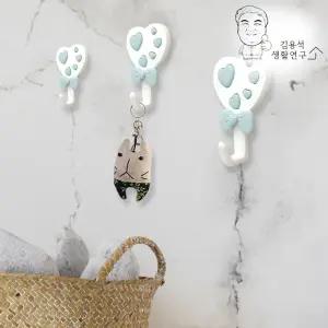 리본하트 후크 2개입 벽걸이 매직 벽고리 고리/접착/마스크걸이/모자/주방/욕실/벽후크/걸이/소품/옷걸이