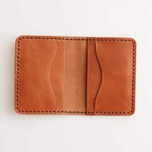 수제 가죽 4장 카드 케이스 베지터블 투톤 브라운
