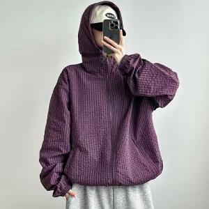 [감성 고프코어] 체크 후드 바람막이 캐주얼 가벼운 간절기 윈드브레이커 오버사이즈