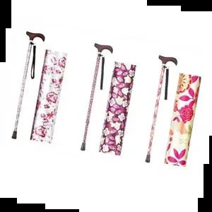 노인지팡이 할머니 높이조절 꽃무늬 지팡이 일자 노령자용 조절식