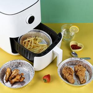 호환 50Pcs 라운드 호일 트레이 플랜 접시 실버 식품 용기 일회용 알루미늄 플레이트 에어 프라이어용 주석