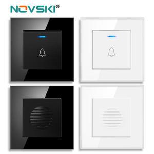 EU86 내장형 110V/220V 유선 호텔 or 가정용 도어벨 스위치 LED 표시등 강화 유리 패널