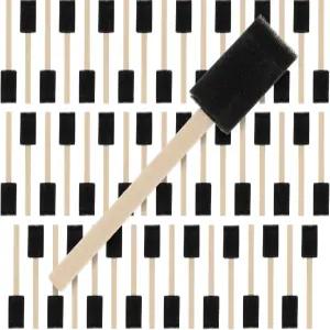 미국 미술 용품 1인치 폼 스펀지 나무 손잡이 페인트 브러시 세트(50개들이 팩) - 아크릴 얼룩 바니시 공예