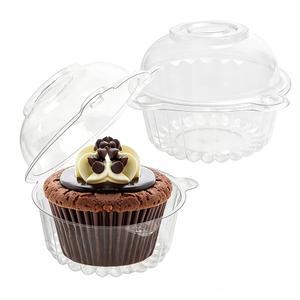 Slomg 돔 뚜껑이 있는 100팩 플라스틱 컵케이크 용기, 일회용 개별 투명 박스 홀더 캐리어, 디저트 도넛 샐러드 웨딩 파티용 케이크 포장 머핀 용기