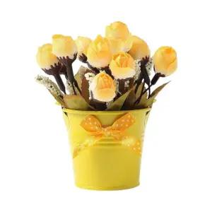 미니 장미 조화 화분 옐로우 인테리어 홈가드닝 플랜테리어 인조꽃 꽃장식/인조/예쁜/꽃송이/꽃다발/꽃꽂이