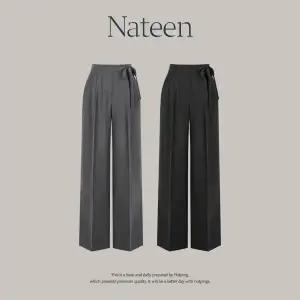 핫핑 [하객룩/출근룩] 네이틴 링클프리 스트랩 핀턱 와이드 롱슬랙스 (25~36)