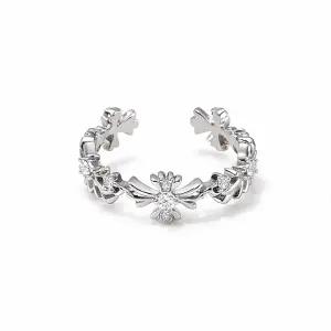 디아브 본 크로스 플라워 오픈링 여성 데일리 실버 반지 사이즈조절 가능 포인트링