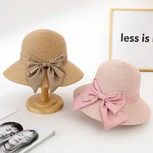 성인모자 진주리본밀짚 벙거지 여성 여자 모자 버킷햇 밀짚모자 가을 봄 준캡 벙거지 모자 여자 청 여성