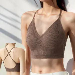 브라탑 트루리즈 얇은몰드 몰드브라 얇은패드 헤링본 홀가먼트 일체형 레이스 끈나시