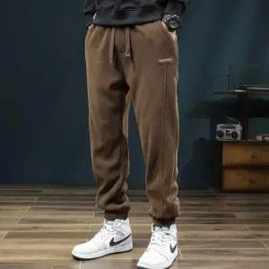 남자패딩바지 기모 허리밴딩 코듀로이 조거팬츠 넓은통 겨울바지
