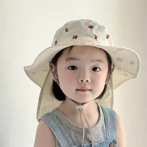 유아 햇빛가리개 모자 아기 여아 여름 벙거지 썬캡 키즈 플랩캡 썬햇 자수 버킷햇