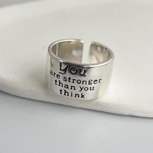 여성을 925 스털링 실버 반지 남성 와이드 빈티지 편지 오픈 생일 파티 선물