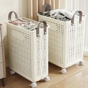 바퀴형 접이식 빨래 바구니 세탁물 이동식 빨래 바구니 대용량 보관함