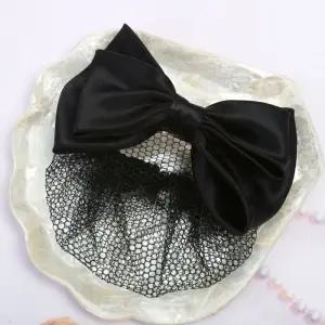 리본 촘촘 머리망 새틴 블랙 머리그물망 그물핀 리본그물망 면접머리핀