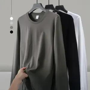 데일리 얇은 무지 긴팔티 남자 여성 순면 간절기 흰티 면티