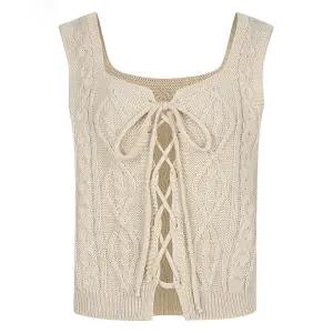 [레코브] 리본 꽈배기 니트 베스트(LC41D4KV002X)