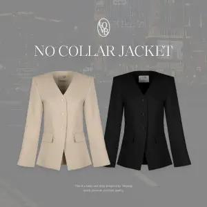 핫핑 [셋업가능][LOVB] L-1457 백슬릿 슬림핏 노카라 브이넥 라인자켓