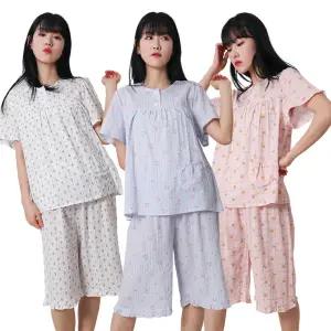 폭스 코튼 엠보 레이스 반팔 잠옷세트 E6 여성용