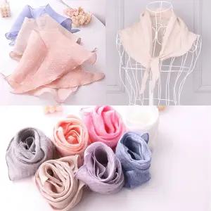 여성 린넨 삼각 소 스카프 여름 목 미니 쁘띠 단색 dy