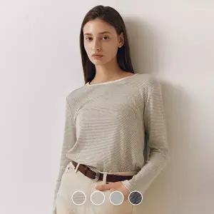 325954 여 저지 라운드넥 스트라이프 긴팔티