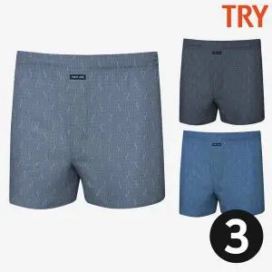 트라이 남자면100트렁크 120 순면 박서 사각팬티 기숙사 할아버지 3매세트