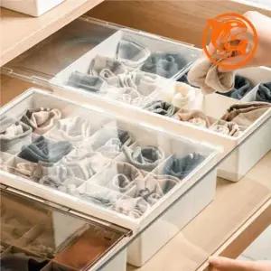 [생활] 조절 가능한 수납케이스 15칸 슬라이딩 정리용 투명 박스 속옷 양말 정리함