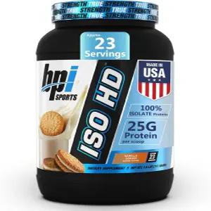BPI 스포츠 ISO HD 분리 단백질 파우더 - 100 유청 근육 증가를 위한 바닐라 쿠키 1.6 Lb 23인분
